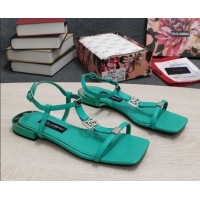 Top Grade Dolce & Gabbana DG Calfskin Sandals Green 042201