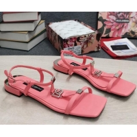 Luxury Dolce & Gabbana DG Calfskin Sandals Pink 042202
