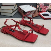 Popular Style Dolce & Gabbana DG Calfskin Sandals Red 042205