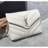 Pretty Style Saint Laurent LOULOU TOY Bag IN MATELASSÉ "Y" Leather 467072 White