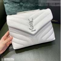 Buy Fashionable Saint Laurent Loulou Small Bag in "Y" Matelasse Leather 494699 White/Silver 2021