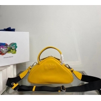 Shop Grade Prada Leather Triangle bag 1BB082 yellow