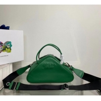 Low Cost Prada Leather Triangle bag 1BB082 Green