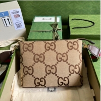 Shop Grade Gucci Jumbo GG shoulder bag 699130 brown