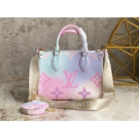 Luxury Discount Louis Vuitton ONTHEGO Dip Dye Pastel Small M59856 Pink&Blue