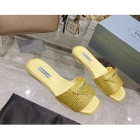 Classic Specials Prada Crystal Flat Slide Sandals Yellow 2022 0425109