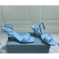Top Design Prada Quilted Lambskin Sandals 6.5cm Blue 042725