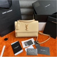 Top Grade Yves Saint Laurent SUNSET MEDIUM CHAIN BAG IN SMOOTH LEATHER 442906 DARK BEIGE