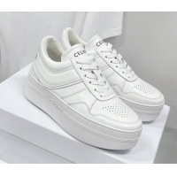 Good Quality Celine Calfskin Flatform Sneakers White 041249