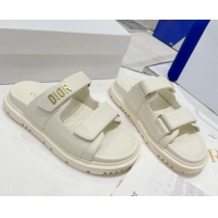 Good Quality Dior DiorAct Lambskin Flat Slide Sandals White 052089