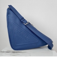 Famous Brand Prada Deer skin Leather Triangle shoulder bag 2VD012 blue