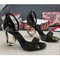 Stylish Dolce & Gabbana DG Camouflage Denim High Heel Sandals 10.5cm Green 050711