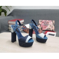 Low Price Dolce & Gabbana DG Patchwork Denim Platform Heel Sandals 15cm 0520114