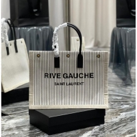 Famous Brand Yves Saint Laurent RIVE GAUCHE TOTE BAG IN LINEN AND SMOOTH LEATHER 499290