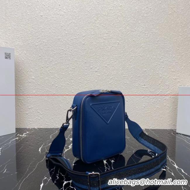 Discount Prada Leather bag with shoulder strap 2BQ354 blue