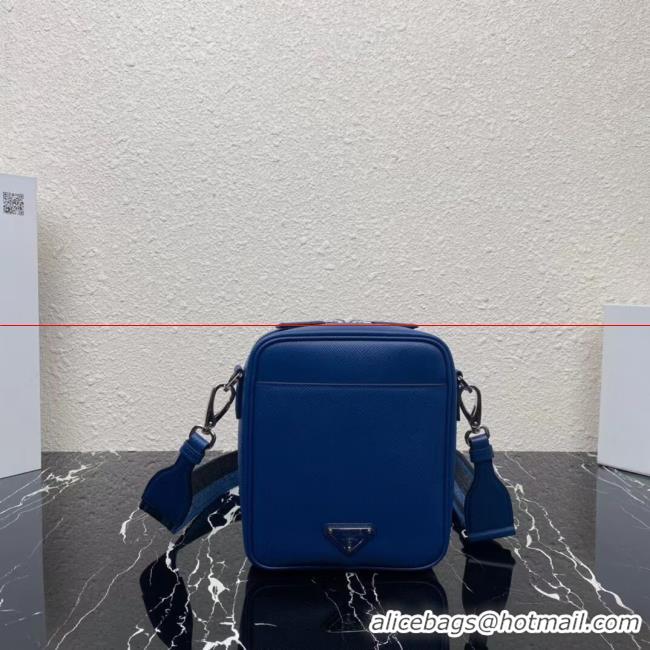 Discount Prada Leather bag with shoulder strap 2BQ354 blue