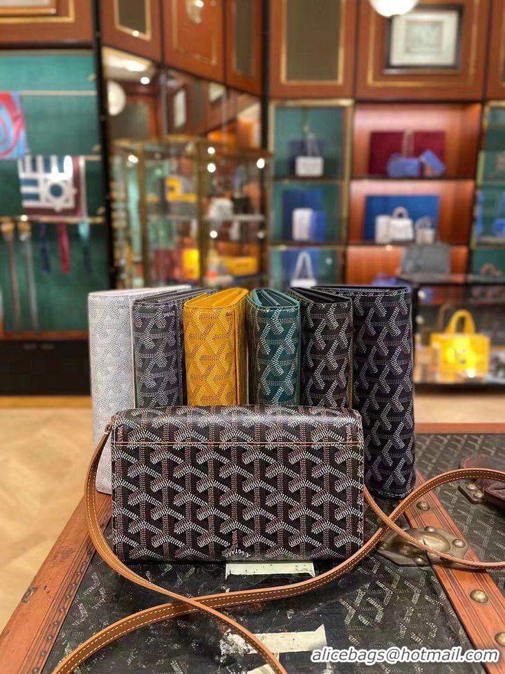 Promotional Goyard Varenne Continental Wallet with Strap G20087 Black And Tan