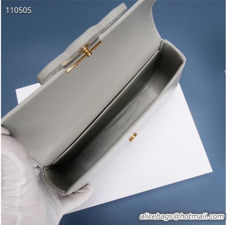 Unique Style Celine CHAIN SHOULDER BAG TRIOMPHE IN SHINY CALFSKIN 199243 PALE GREY