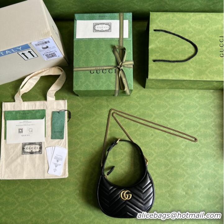 Grade Quality Gucci GG Marmont half-moon-shaped mini bag 699514 Black