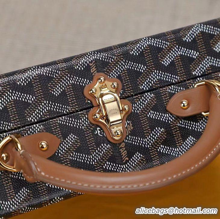 Top Design Goyard Hotel Box Bag Clamecy Leather GY1409 Black And Tan
