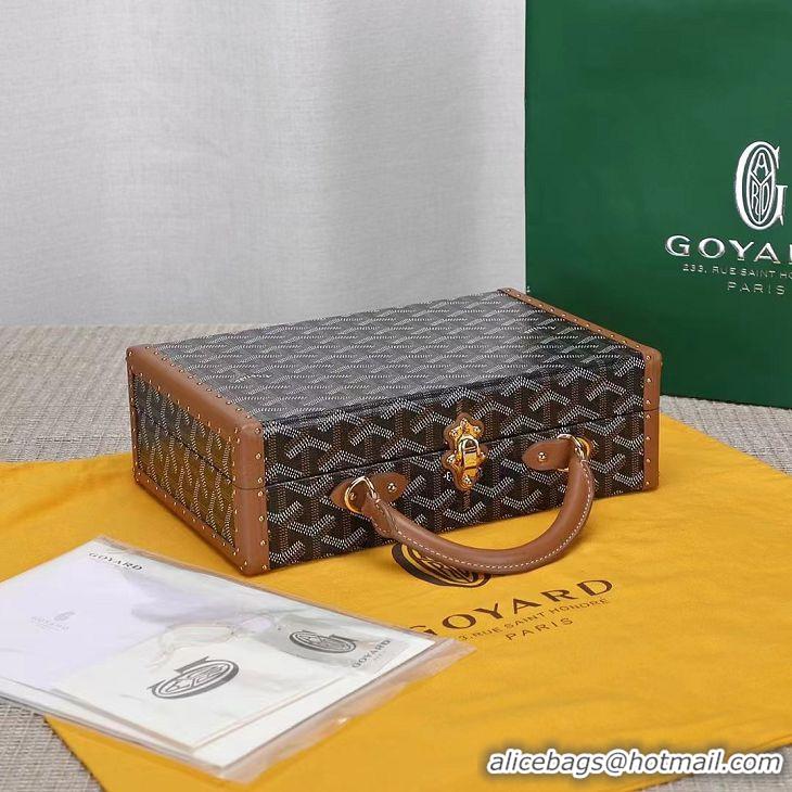 Top Design Goyard Hotel Box Bag Clamecy Leather GY1409 Black And Tan