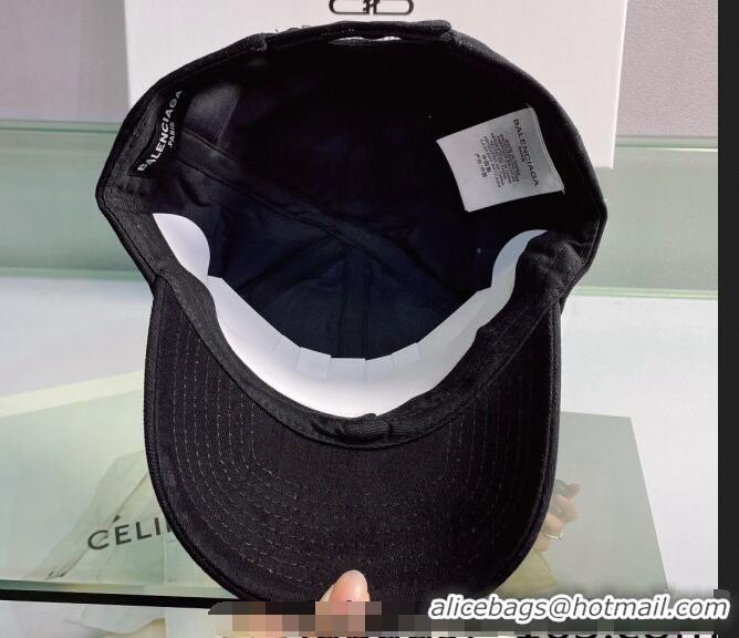 Top Quality Balenciaga Canvas Baseball Hat B01109 Black 2022