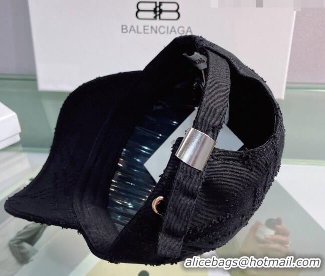 Top Quality Balenciaga Canvas Baseball Hat 0401149 Black 2022
