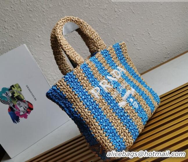 Buy Fashionable Prada Small Raffia Tote bag 1BG422 Beige/Blue 2022