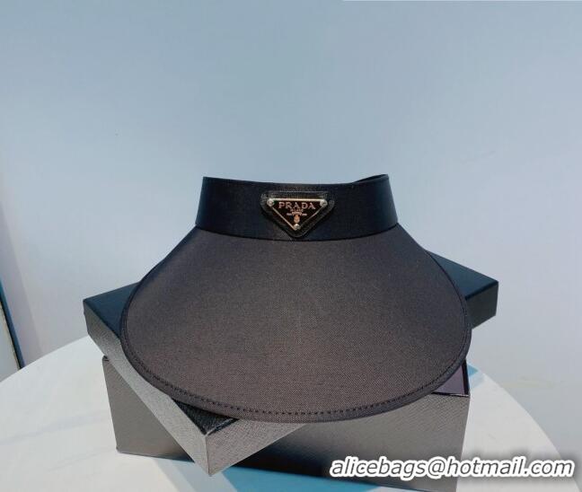 Top Quality Prada Satin Visor Hat PA2355 Black 2022