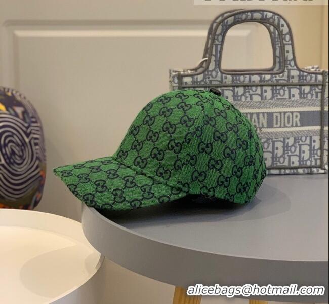 Inexpensive Gucci GG Multicolor Canvas Baseball Hat G1706 Green 2021