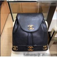 Inexpensive Chanel Vintage Grained Calfskin Backpack A06632 Black 2022