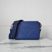 Low Price Prada Leather bag with shoulder strap 2BV031 blue