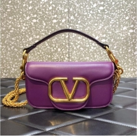 Top Grade VALENTINO GARAVANI MINI LOCO Calf leather Shoulder Bag 1W2B0K purple