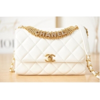Pretty Style Chanel lambskin Shoulder Bag AS3241 white