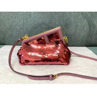 Super Quality Fendi First Small sequinned bag 8BP129 red