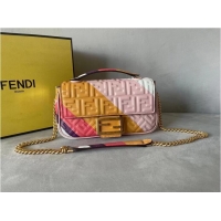 Pretty Style Fendi Baguette Chain Midi Leather bag with multicolor print 8BR6525