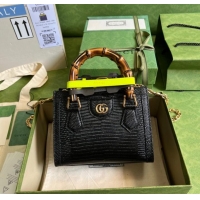 Top Quality Gucci Diana lizard mini bag 675800 black