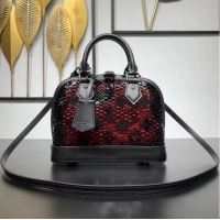 Popular Style Louis Vuitton Patent calfskin Alma MM M20585 Black&Red