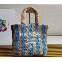 Buy Fashionable Prada Small Raffia Tote bag 1BG422 Beige/Blue 2022