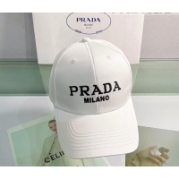 Reasonable Price Prada Canvas Baseball Hat PA3013 White 2022