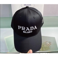 Super Quality Prada Canvas Baseball Hat PA3180 Black 2022