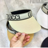 Sumptuous Gucci Straw Visor Hat with Gucci Band GG0198 Beige 2021