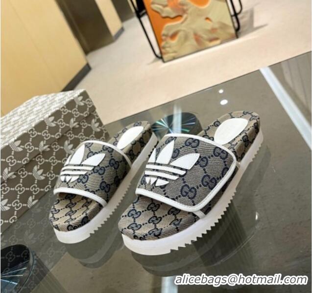 Low Price Adidas x Gucci GG Canvas Platform Slide Sandal Grey 0621127