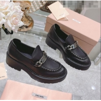 Buy Fashionable Miu Miu Leather Loafers M1951 Black 2022