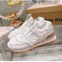 Reasonable Price Miu Miu x New Balance 574 Denim Fringe Sneakers M2364 White 2022