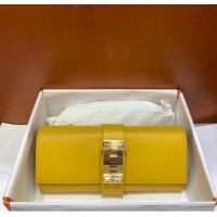 Famous Brand Hermes H Medor swift Leather Clutch 37566 yellow&Gold hardware