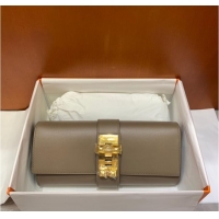 Reasonable Price Hermes H Medor swift Leather Clutch 37566 gray&Gold hardware