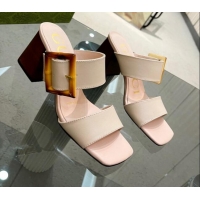 Low Cost Gucci Suede Sandals 7cm with Bamboo Buckle Nude 706130