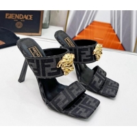 Top Grade Versace x Fendi Fendace FF Fabric Slide Sandals 11cm Grey 062174