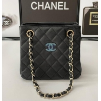 Buy Fashionable Chanel mini Shoulder Bag Grained Calfskin&Gold-Tone Metal AB3176 black
